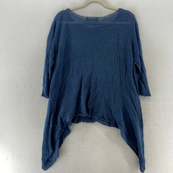 Peruvian Connection Blue Pima Cotton Sweater Size Medium - Picture 6 of 8